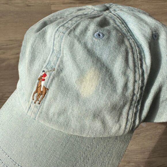 Polo Ralph Lauren Cotton Chino Very Light Denim Ball Cap Hat OSFM - Authentic - Picture 3 of 11